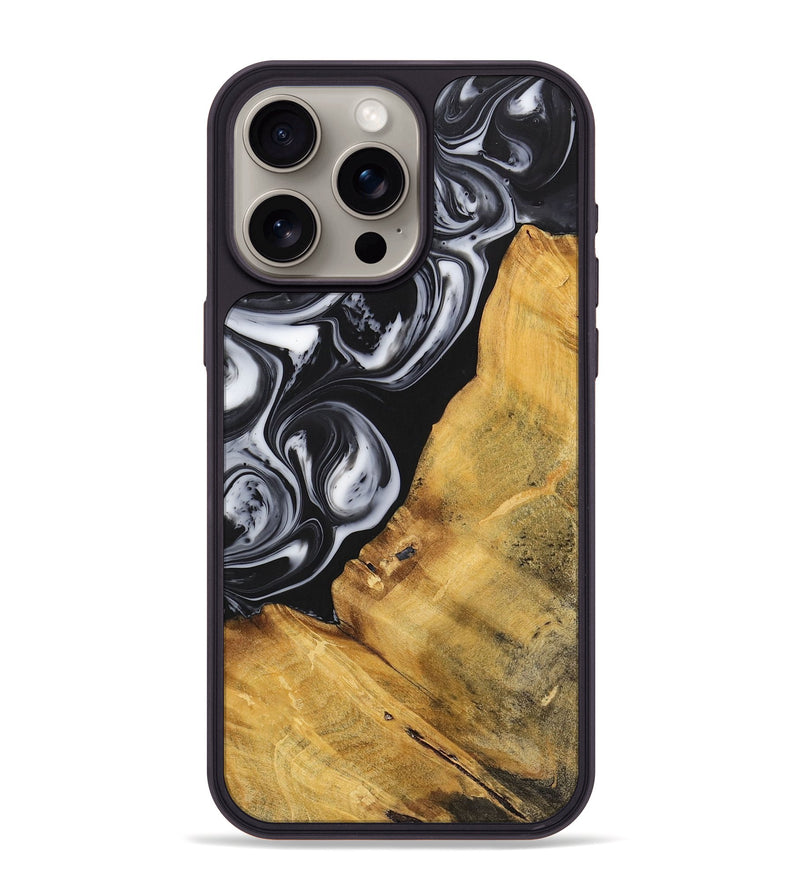 iPhone 15 Pro Max Wood+Resin Phone Case - Sierra (Black & White, 699582)