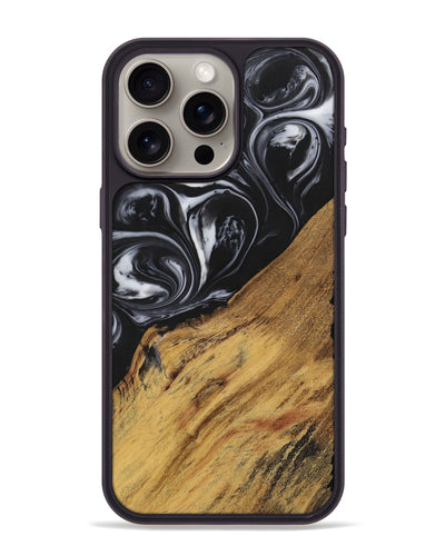 iPhone 15 Pro Max Wood+Resin Phone Case - Marlene (Black & White, 699590)