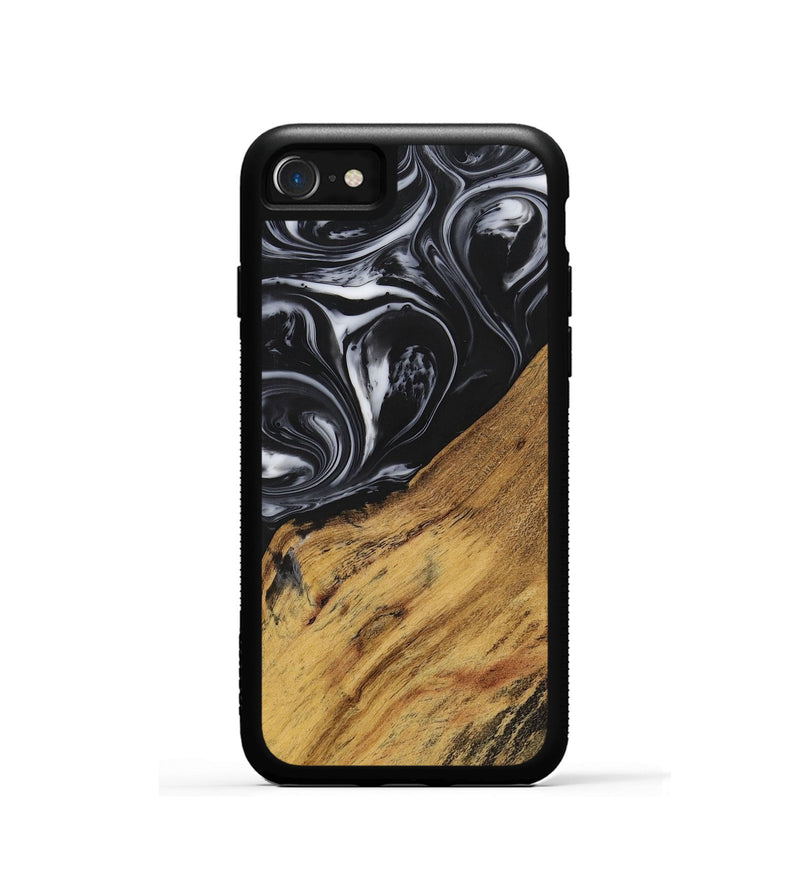 iPhone SE Wood+Resin Phone Case - Marlene (Black & White, 699590)