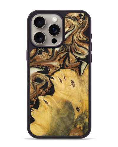 iPhone 15 Pro Max Wood+Resin Phone Case - Andrew (Black & White, 699591)
