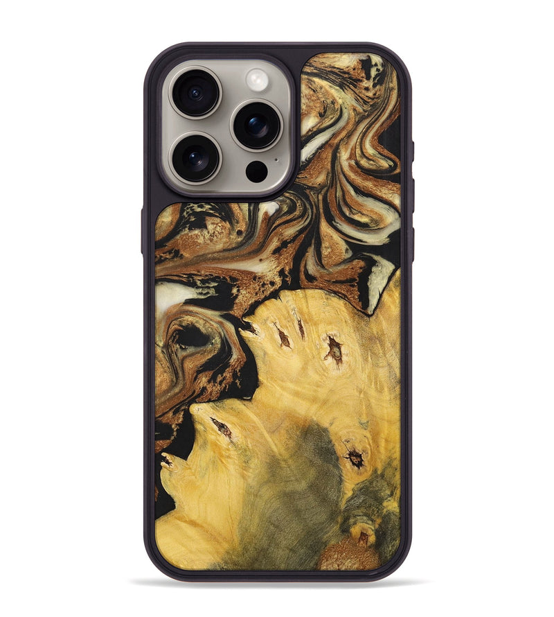 iPhone 15 Pro Max Wood+Resin Phone Case - Andrew (Black & White, 699591)