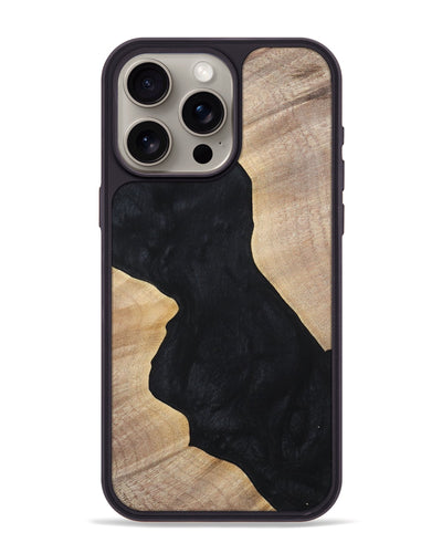 iPhone 15 Pro Max Wood+Resin Phone Case - Makenna (Pure Black, 699673)