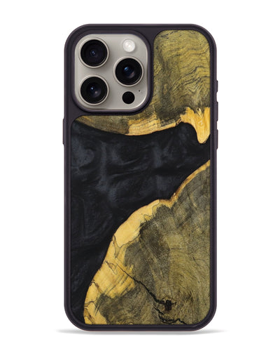 iPhone 15 Pro Max Wood+Resin Phone Case - Heidi (Pure Black, 699677)
