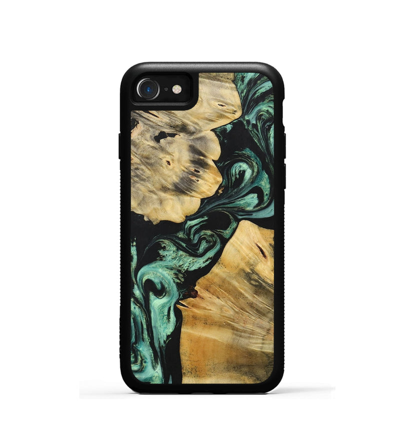 iPhone SE Wood+Resin Phone Case - Aspen (Green, 699692)