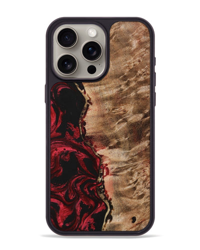 iPhone 15 Pro Max Wood+Resin Phone Case - Keisha (Red, 699696)