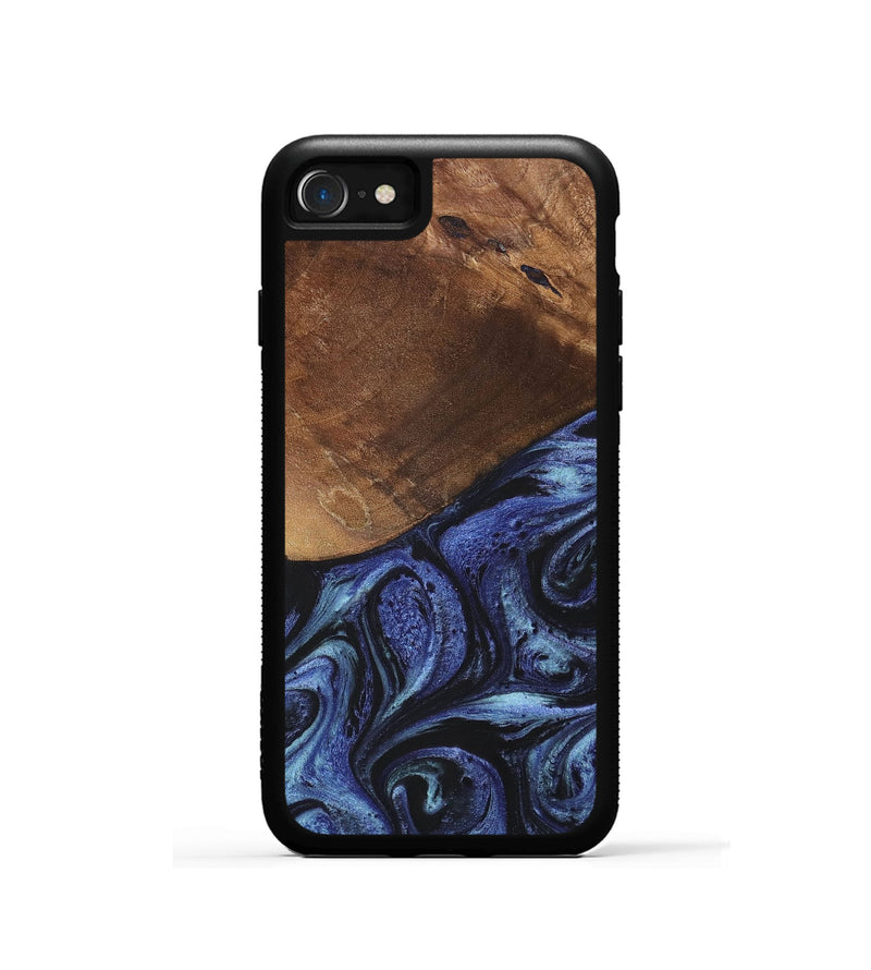 iPhone SE Wood+Resin Phone Case - Bria (Blue, 699789)