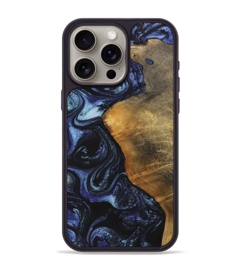 iPhone 15 Pro Max Wood+Resin Phone Case - Faith (Blue, 699792)
