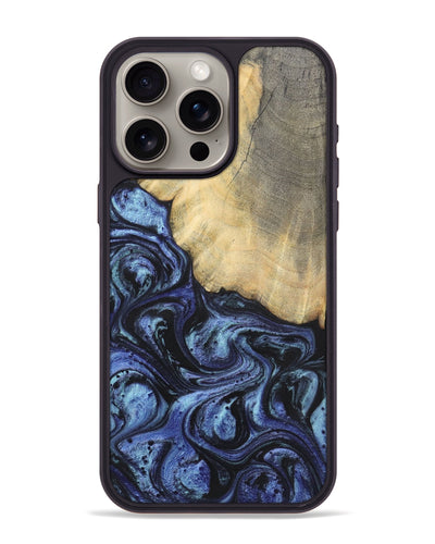 iPhone 15 Pro Max Wood+Resin Phone Case - Francisco (Blue, 699827)