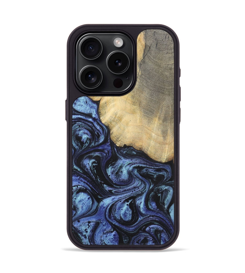 iPhone 15 Pro Wood+Resin Phone Case - Francisco (Blue, 699827)