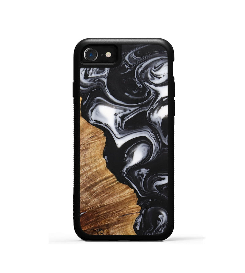 iPhone SE Wood+Resin Phone Case - Anita (Black & White, 699859)