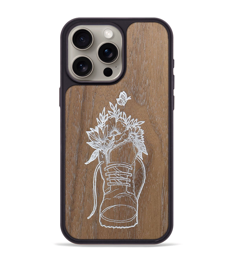 iPhone 15 Pro Max Wood+Resin Phone Case - Wildflower Walk - Walnut (Curated)