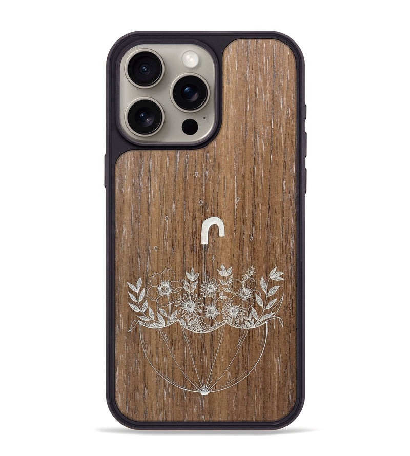 iPhone 15 Pro Max Wood+Resin Phone Case - No Rain No Flowers - Walnut (Curated)