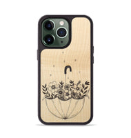 iPhone 13 Pro Wood+Resin Phone Case - No Rain No Flowers - Maple (Curated)
