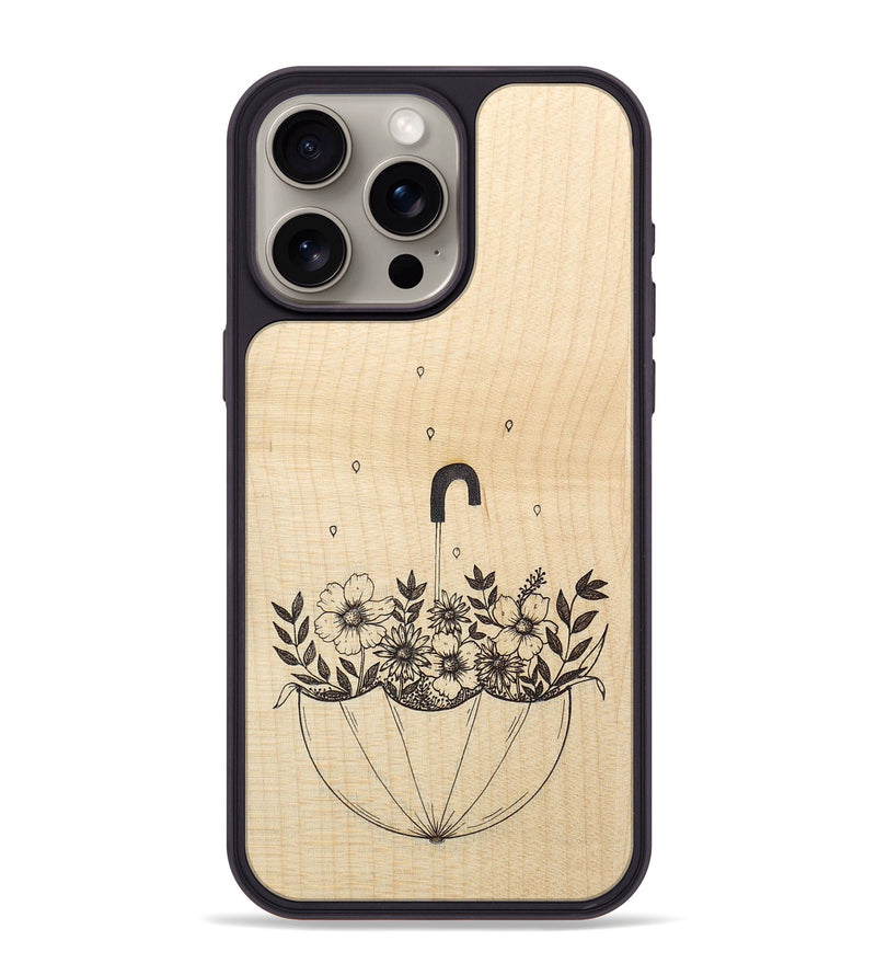 iPhone 15 Pro Max Wood+Resin Phone Case - No Rain No Flowers - Maple (Curated)