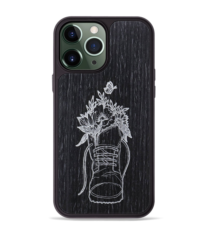 iPhone 13 Pro Max Wood+Resin Phone Case - Wildflower Walk - Ebony (Curated)