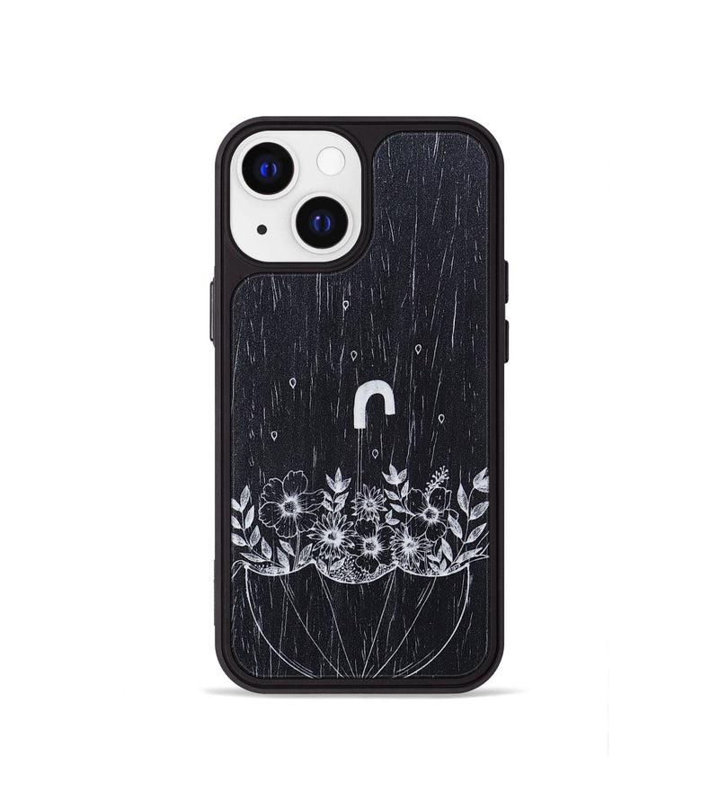iPhone 13 mini Wood+Resin Phone Case - No Rain No Flowers - Ebony (Curated)