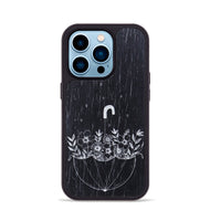 iPhone 14 Pro Wood+Resin Phone Case - No Rain No Flowers - Ebony (Curated)
