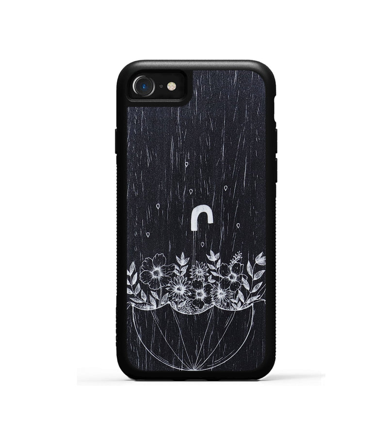 iPhone SE Wood+Resin Phone Case - No Rain No Flowers - Ebony (Curated)