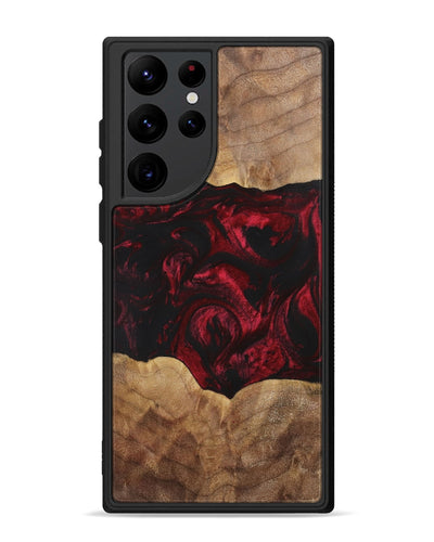 Galaxy S22 Ultra Wood+Resin Phone Case - Shelly (Red, 700123)