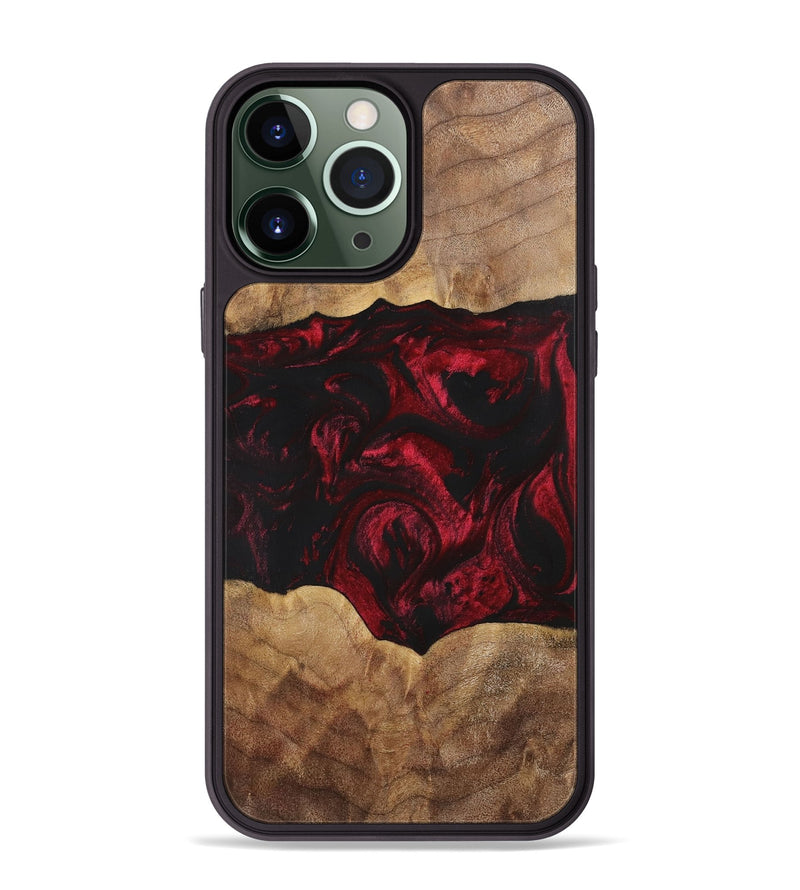 iPhone 13 Pro Max Wood+Resin Phone Case - Shelly (Red, 700123)