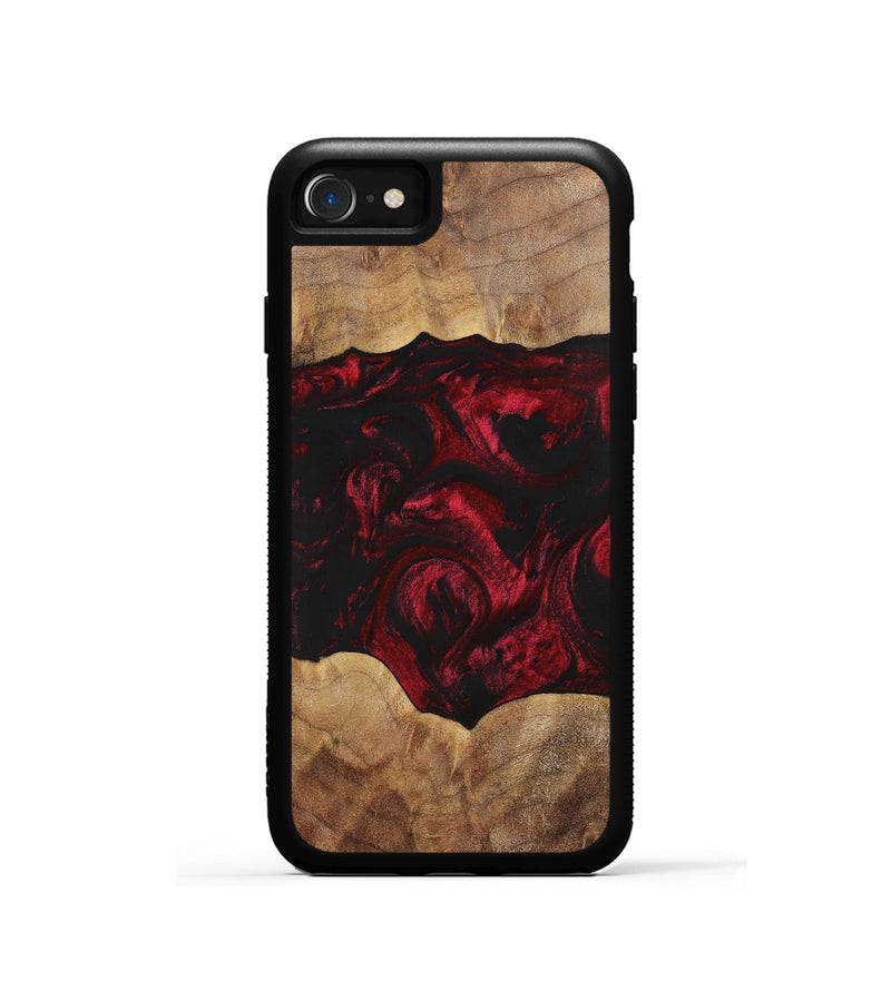iPhone SE Wood+Resin Phone Case - Shelly (Red, 700123)
