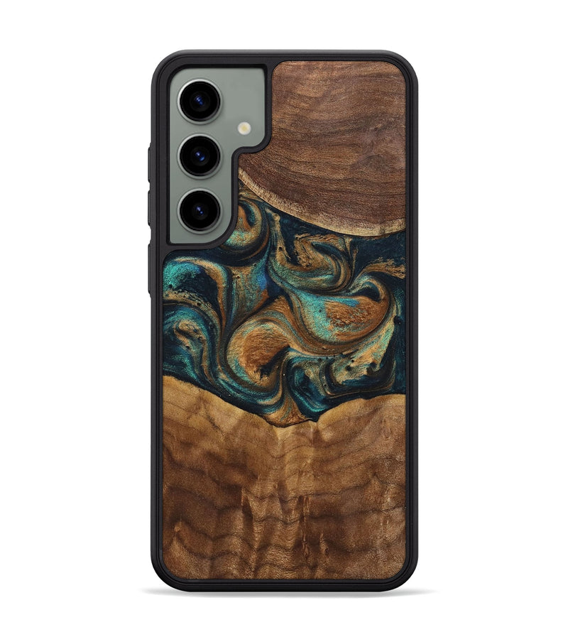 Galaxy S24 Plus Wood+Resin Phone Case - Sandra (Teal & Gold, 700190)