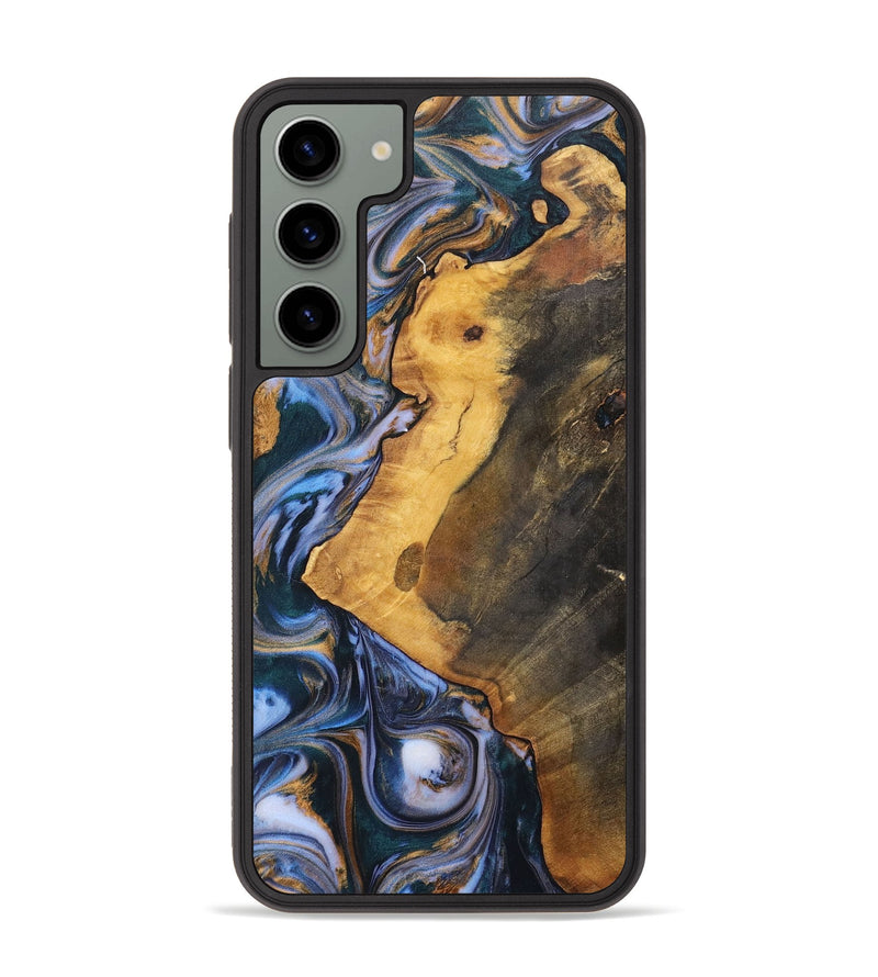 Galaxy S23 Plus Wood+Resin Phone Case - Dawson (Teal & Gold, 700197)