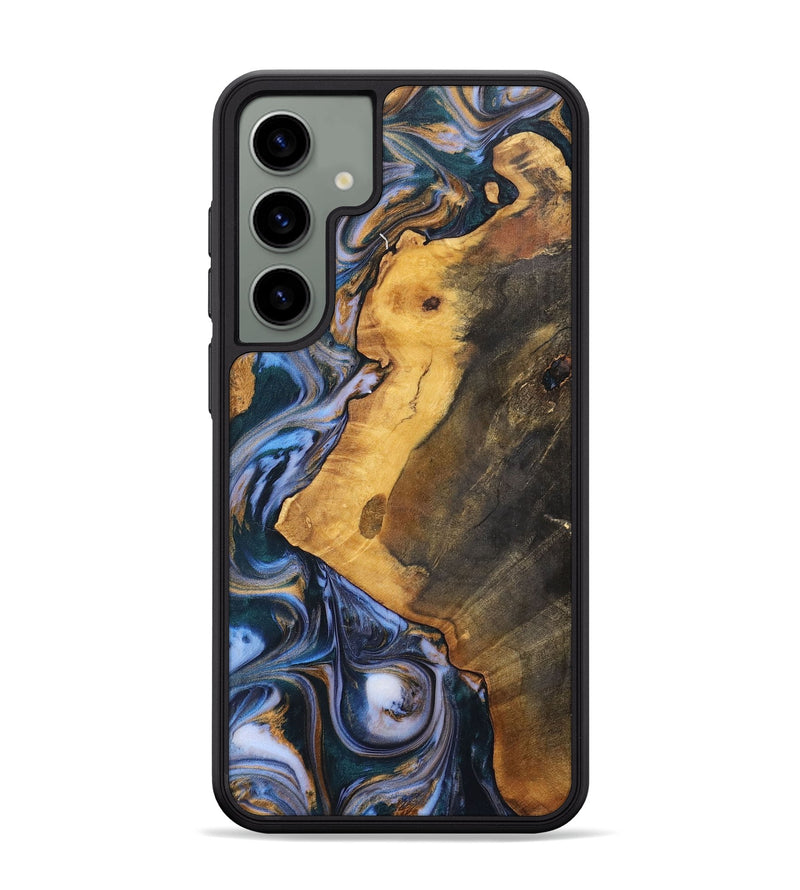 Galaxy S24 Plus Wood+Resin Phone Case - Dawson (Teal & Gold, 700197)