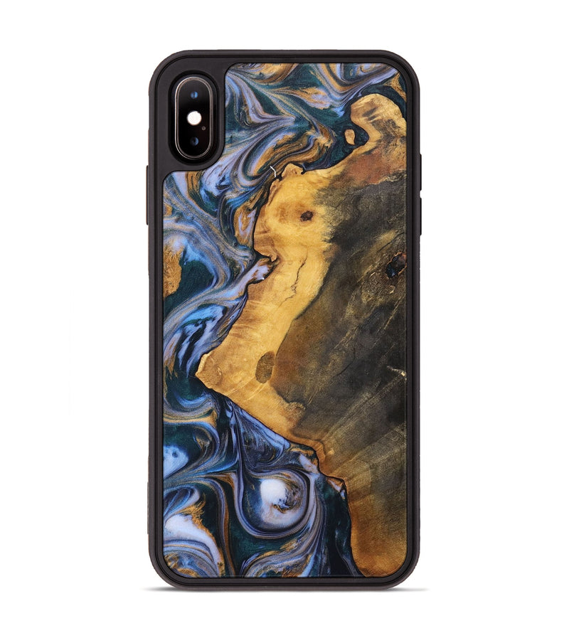 iPhone Xs Max Wood+Resin Phone Case - Dawson (Teal & Gold, 700197)
