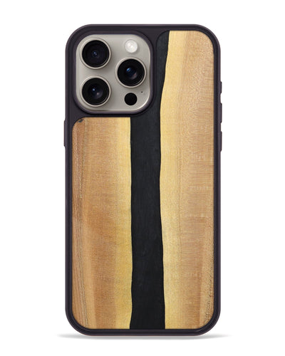 iPhone 15 Pro Max Wood+Resin Phone Case - Reid (Pure Black, 700292)