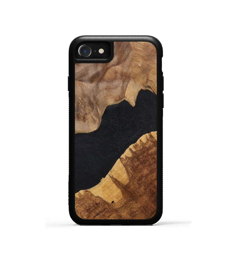 iPhone SE Wood+Resin Phone Case - Faye (Pure Black, 700298)