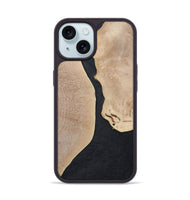 iPhone 15 Wood+Resin Phone Case - Bernadette (Pure Black, 700301)