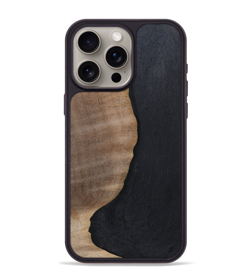 iPhone 15 Pro Max Wood+Resin Phone Case - Sophie (Pure Black, 700307)