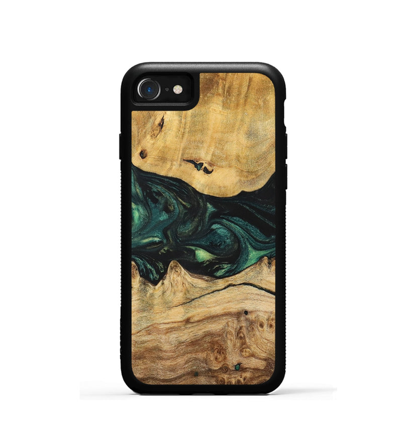 iPhone SE Wood+Resin Phone Case - Claire (Green, 700315)