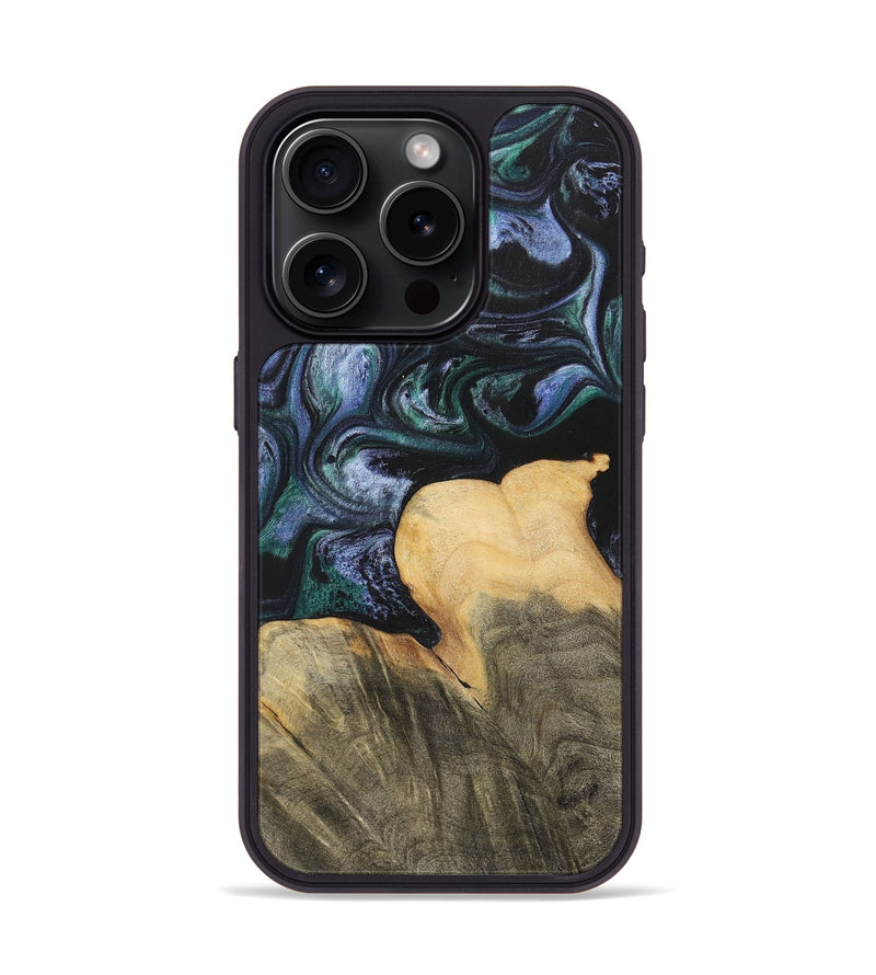 iPhone 15 Pro Wood+Resin Phone Case - Dale (Blue, 700330)