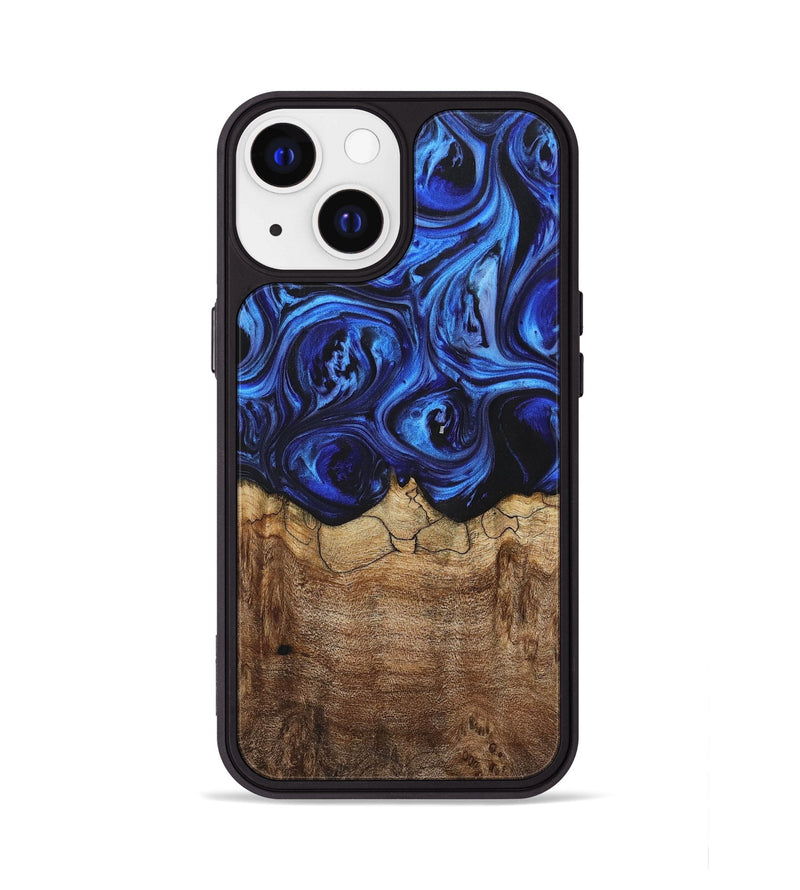 iPhone 13 Wood+Resin Phone Case - Penelope (Blue, 700340)