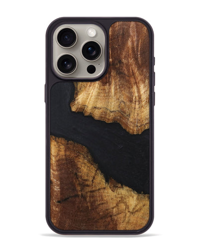 iPhone 15 Pro Max Wood+Resin Phone Case - Perry (Pure Black, 700375)