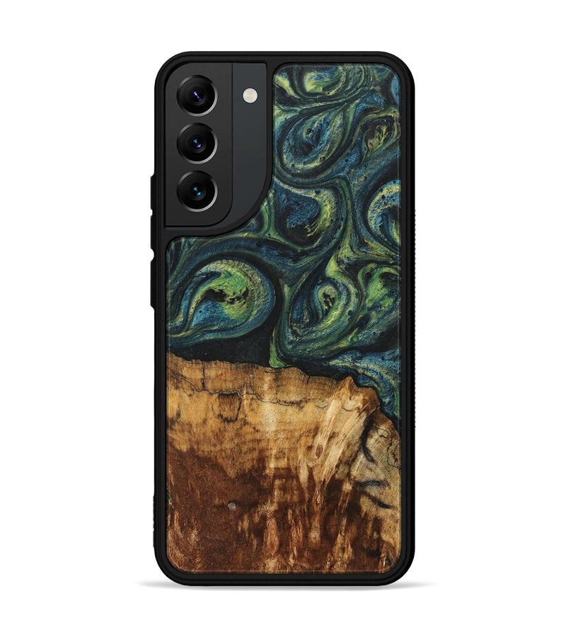Galaxy S22 Plus Wood+Resin Phone Case - Cassie (Green, 700401)