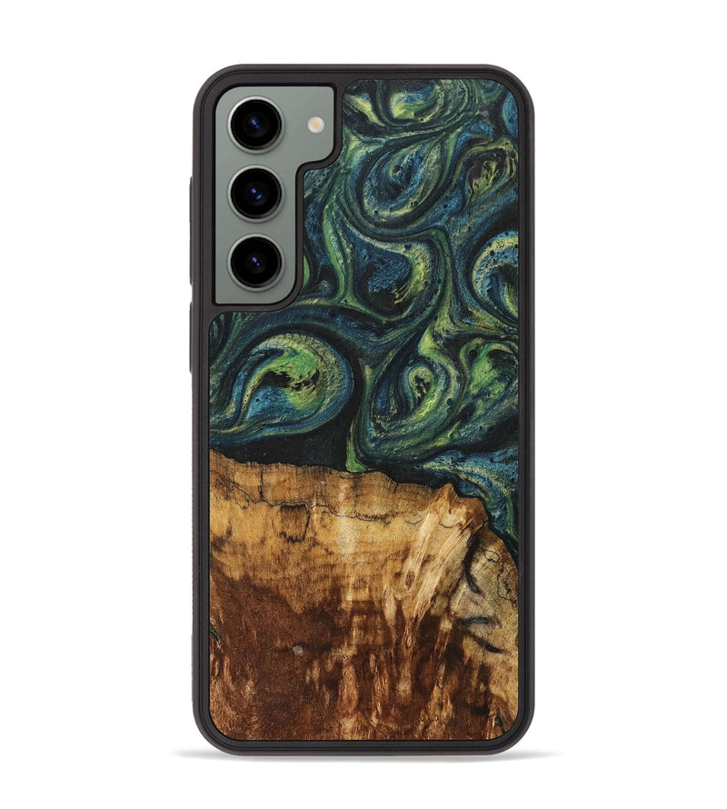 Galaxy S23 Plus Wood+Resin Phone Case - Cassie (Green, 700401)