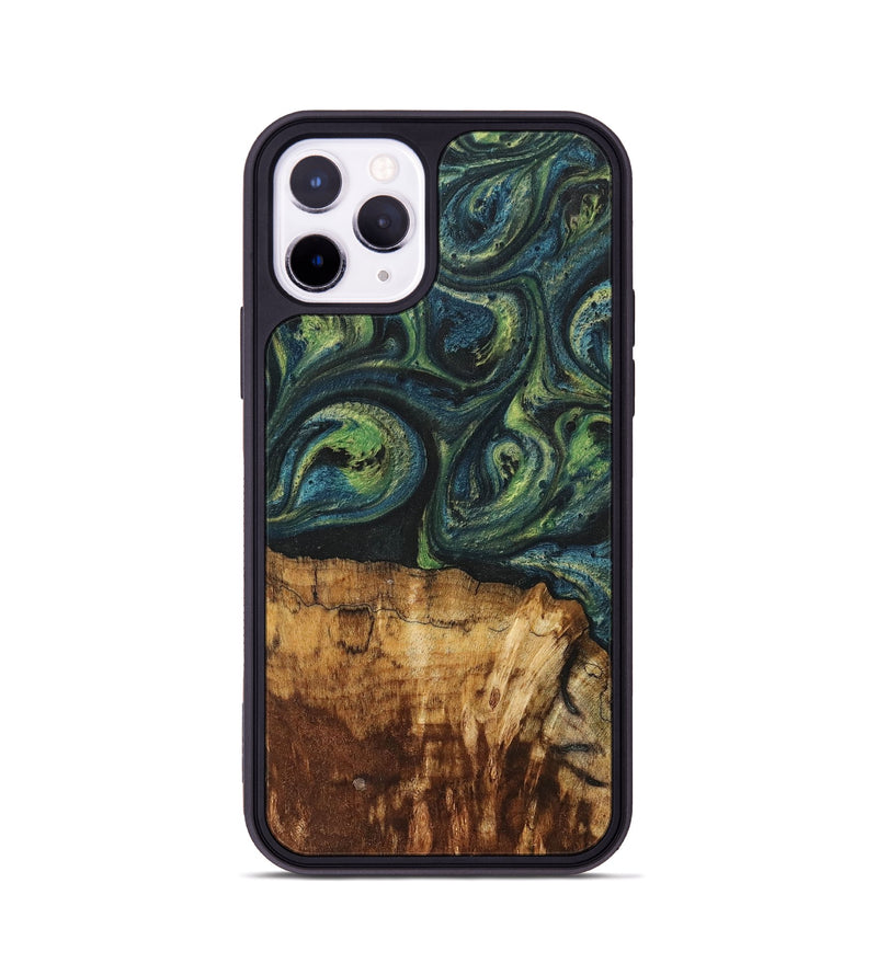 iPhone 11 Pro Wood+Resin Phone Case - Cassie (Green, 700401)