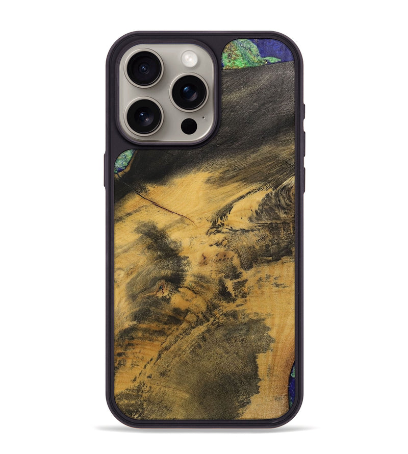 iPhone 15 Pro Max Wood+Resin Phone Case - Ernestine (Wood Burl, 700499)