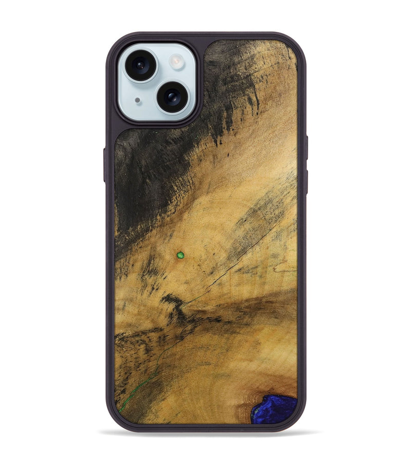 iPhone 15 Plus Wood+Resin Phone Case - Tricia (Wood Burl, 700508)