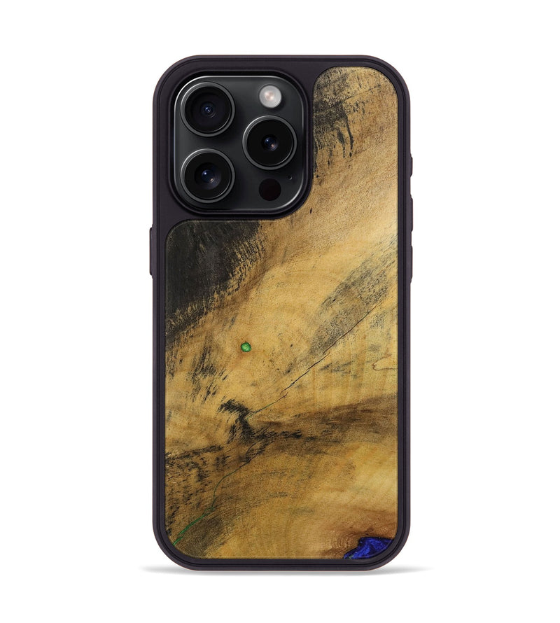 iPhone 15 Pro Wood+Resin Phone Case - Tricia (Wood Burl, 700508)