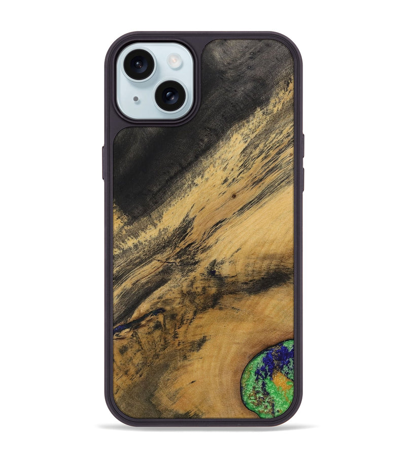 iPhone 15 Plus Wood+Resin Phone Case - Agnes (Wood Burl, 700510)