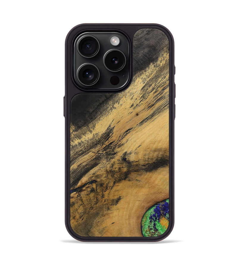 iPhone 15 Pro Wood+Resin Phone Case - Agnes (Wood Burl, 700510)
