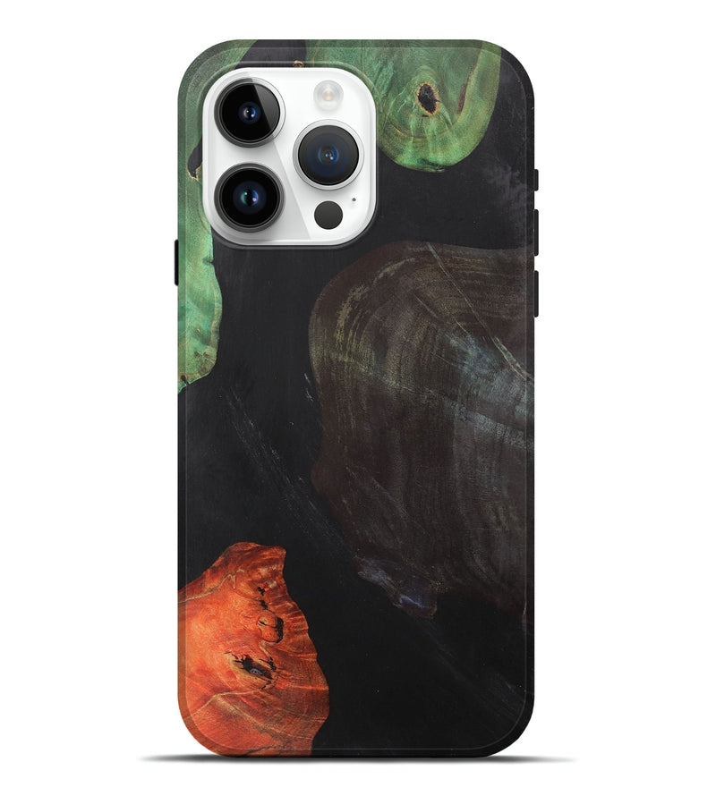 iPhone 15 Pro Max Wood+Resin Live Edge Phone Case - Mindy (Pure Black, 700610)