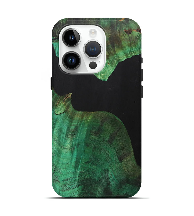 iPhone 15 Pro Wood+Resin Live Edge Phone Case - Larry (Pure Black, 700612)