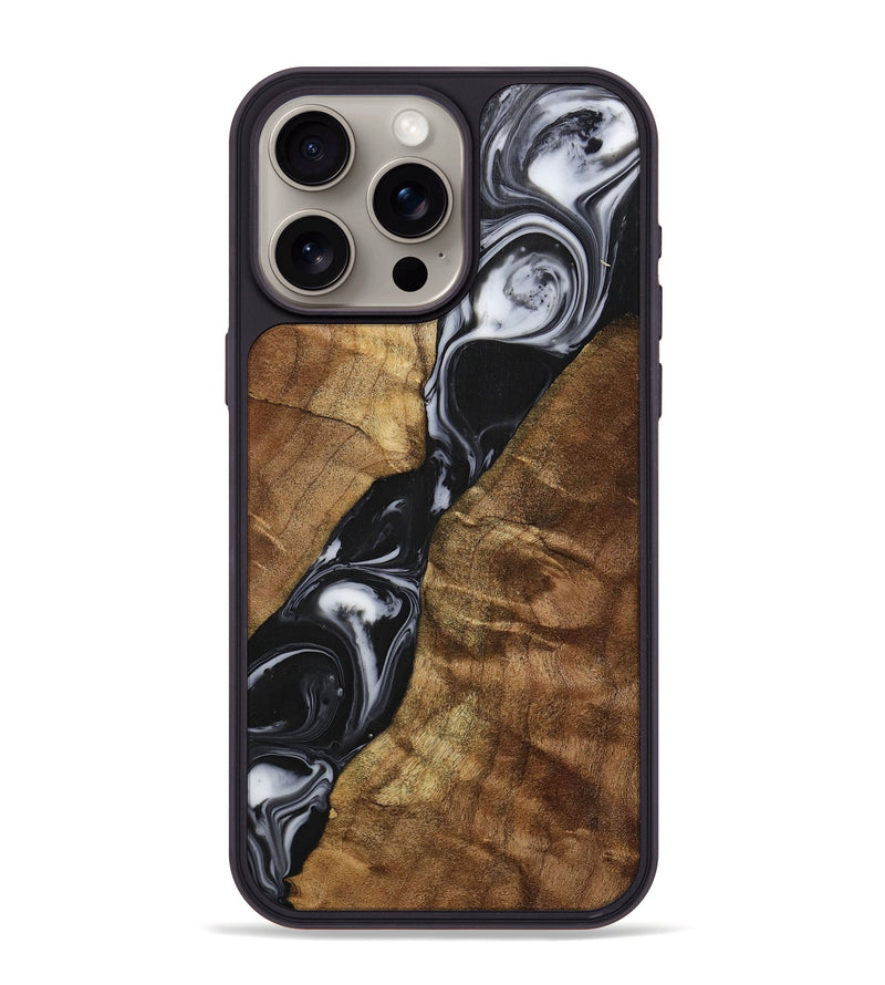 iPhone 15 Pro Max Wood+Resin Phone Case - Enzo (Black & White, 700699)