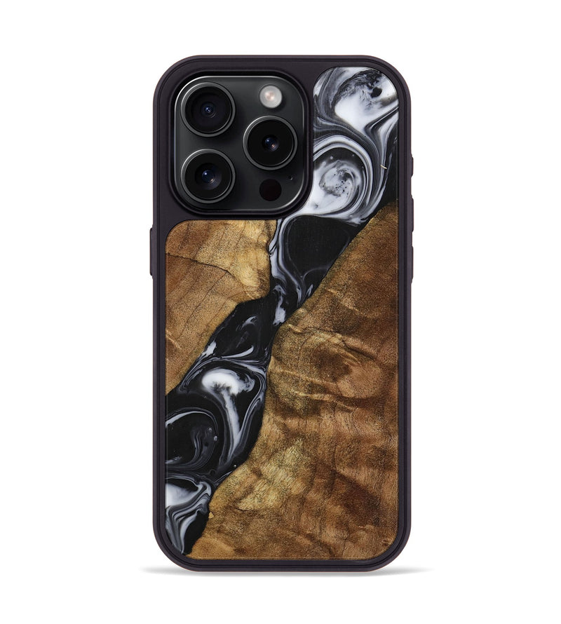 iPhone 15 Pro Wood+Resin Phone Case - Enzo (Black & White, 700699)