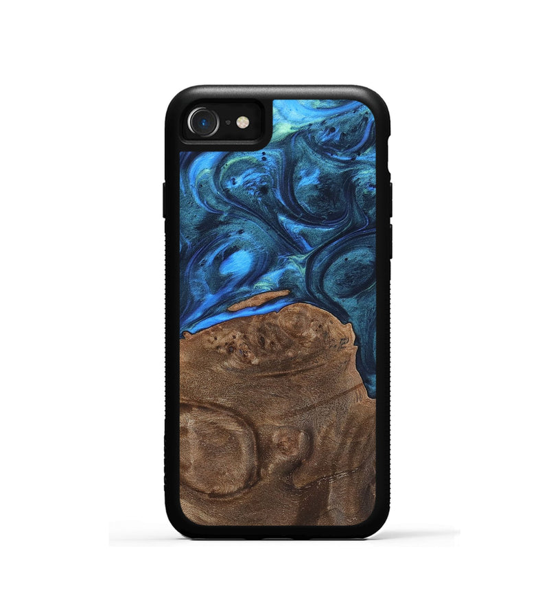 iPhone SE Wood+Resin Phone Case - Therese (Blue, 700778)